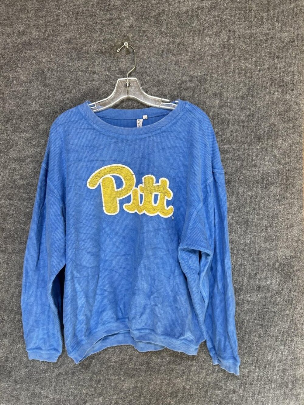 Pitt Panthers Sweatshirt Womens Small Blue NCAA College Chicka-d Corded Crew